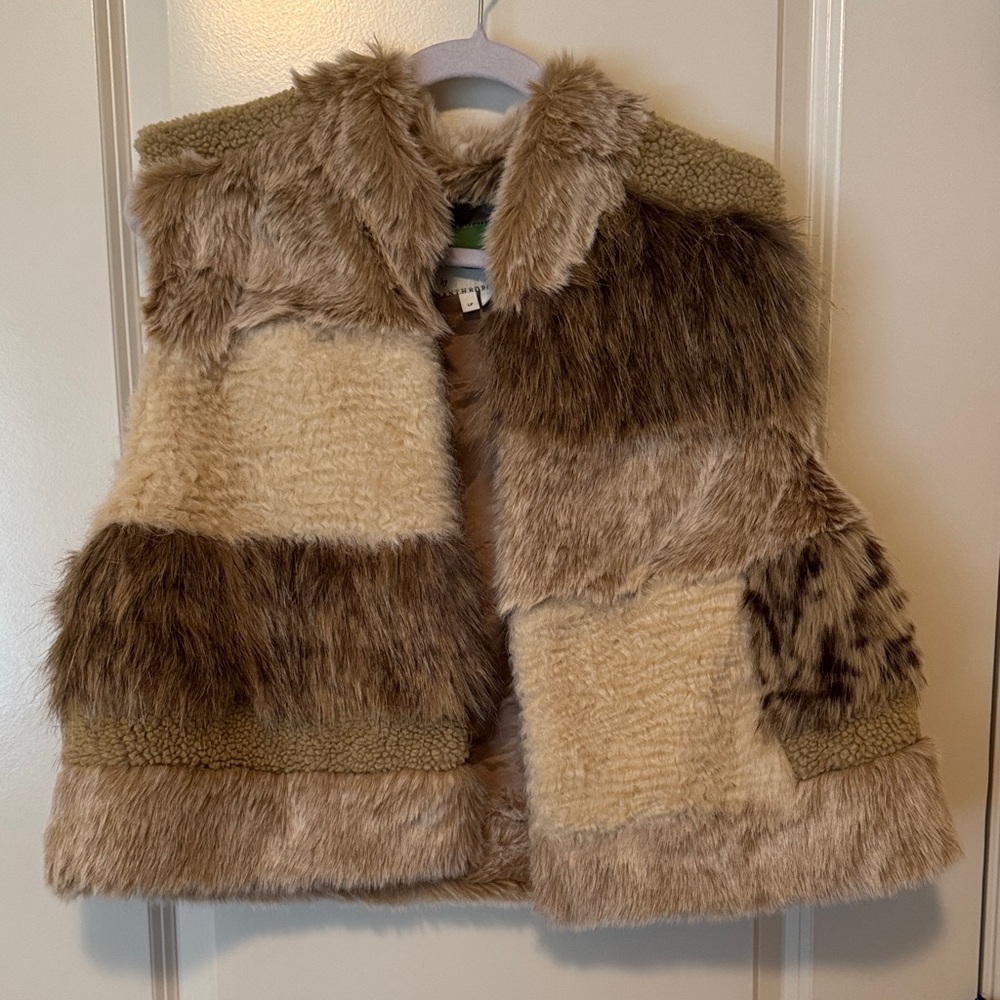 Anthropologie Patchwork Faux Fur Vest